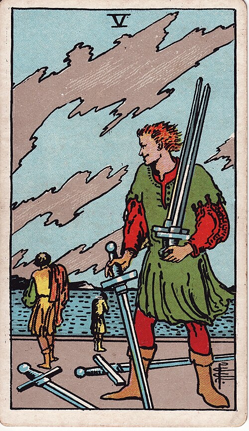 Five Of Swords Tarot Card: Upright, Reversed & Spread Meanings — Rider-Waite-Smith tarot card