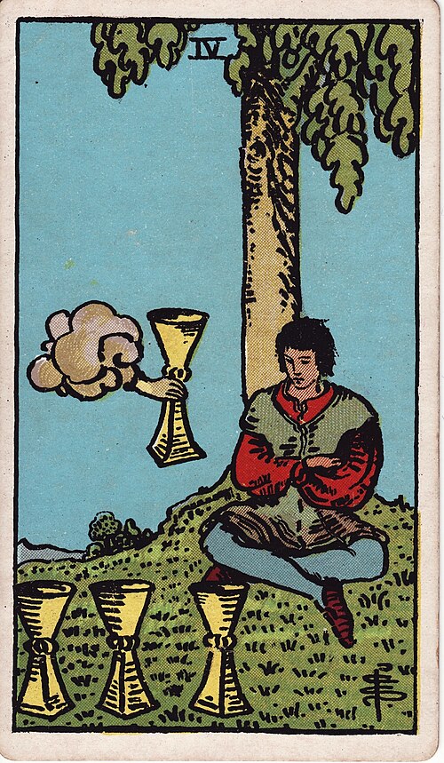 Four Of Cups Tarot Card: Upright, Reversed & Spread Meanings — Rider-Waite-Smith tarot card