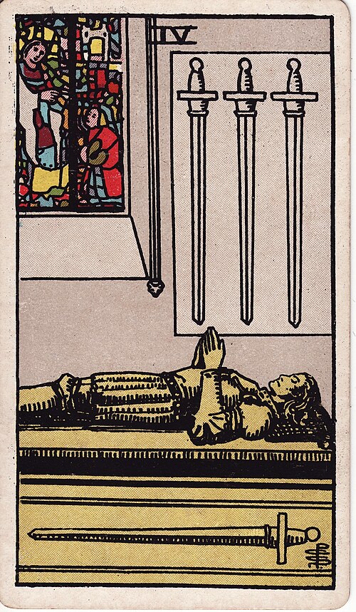 Four Of Swords Tarot Card: Upright, Reversed & Spread Meanings — Rider-Waite-Smith tarot card