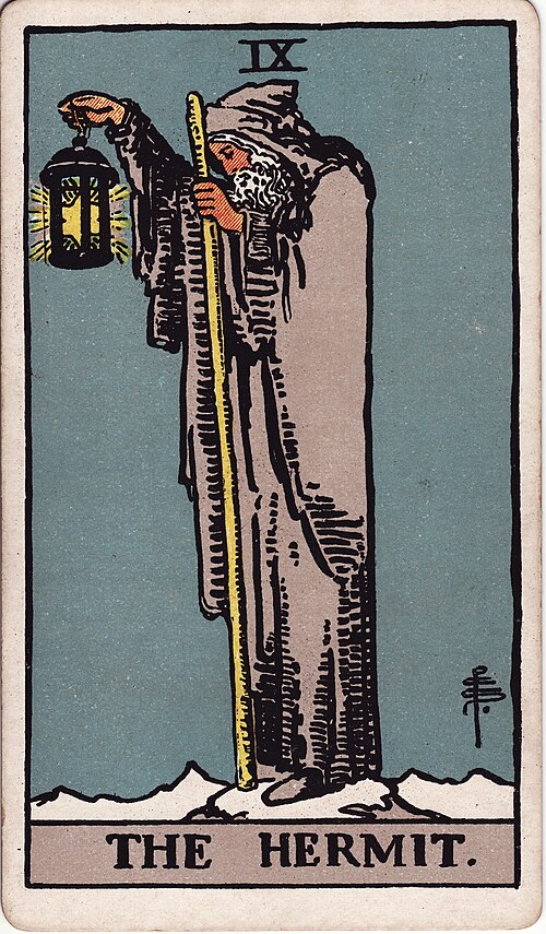 The Hermit Tarot Card: Upright, Reversed & Spread Meanings — Rider-Waite-Smith tarot card