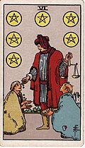 Six Of Pentacles Tarot Card: Upright, Reversed & Spread Meanings — Rider-Waite-Smith tarot card
