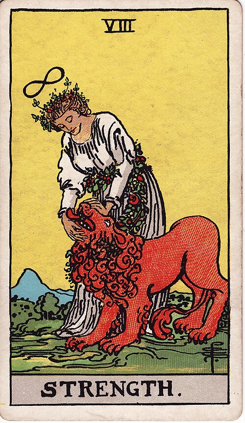 Strength Tarot Card: Upright, Reversed & Spread Meanings — Rider-Waite-Smith tarot card