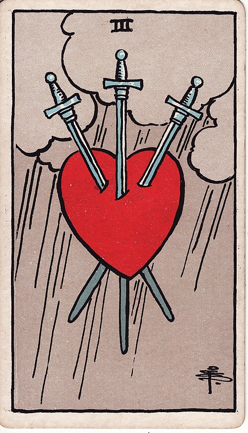 Three Of Swords Tarot Card: Upright, Reversed & Spread Meanings — Rider-Waite-Smith tarot card