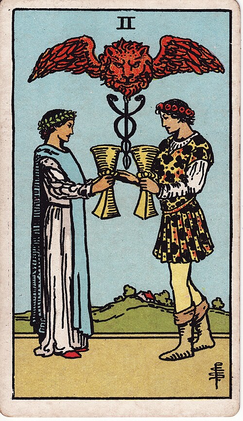 Two Of Cups Tarot Card: Upright, Reversed & Spread Meanings — Rider-Waite-Smith tarot card