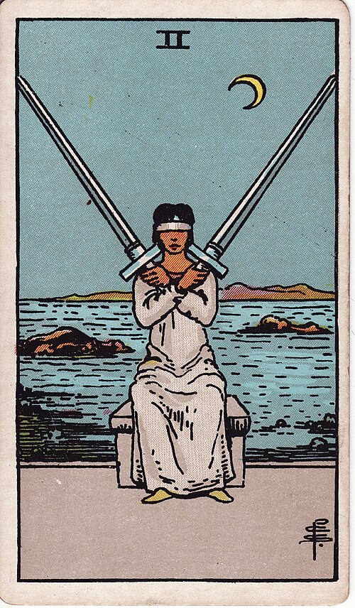 Two Of Swords Tarot Card: Upright, Reversed & Spread Meanings — Rider-Waite-Smith tarot card